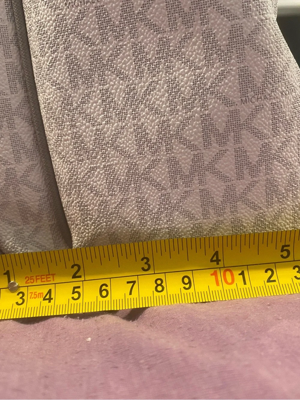 Michael Kors White Monogram Backpack with Black Center Stripe